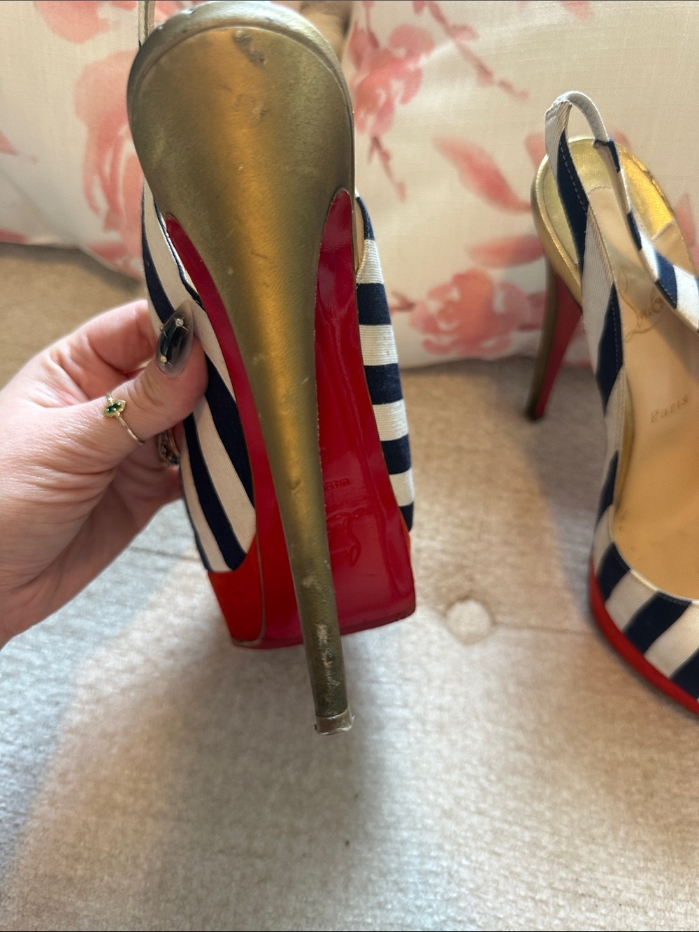 Christian Louboutin peep Toile Rayee - Picture 6 of 11